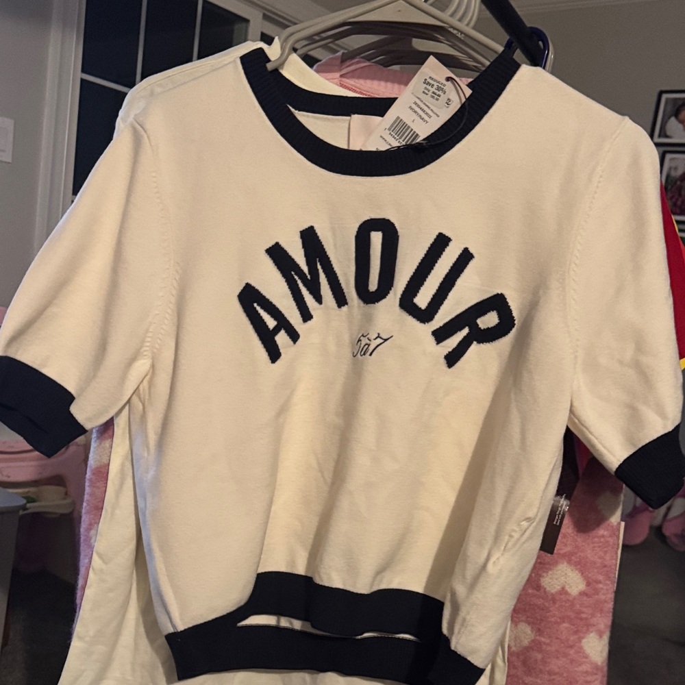 Cinq à Sept White and Black Crop Top